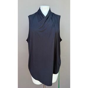 Kate Mallory Black Draped Mock Neck Sleeveless Top 3X Plus Size Keyhole Blouse